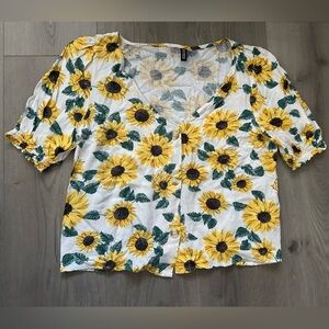 H&m Floral Sunflower Print Women's Top in Size S